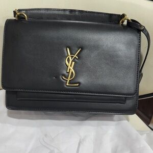 Yves Saint Laurent Black and Gold Shoulder Bag